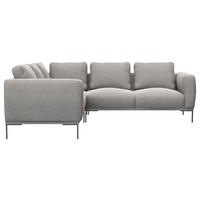ECKSOFA Grau Webstoff, Flachgewebe  - Schwarz/Grau, Design, Textil/Metall (219/252cm) - Livetastic