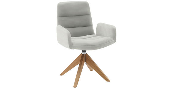ARMLEHNSTUHL  in Cord  - Hellgrau/Naturfarben, Design, Holz/Textil (61/88/66cm) - Dieter Knoll