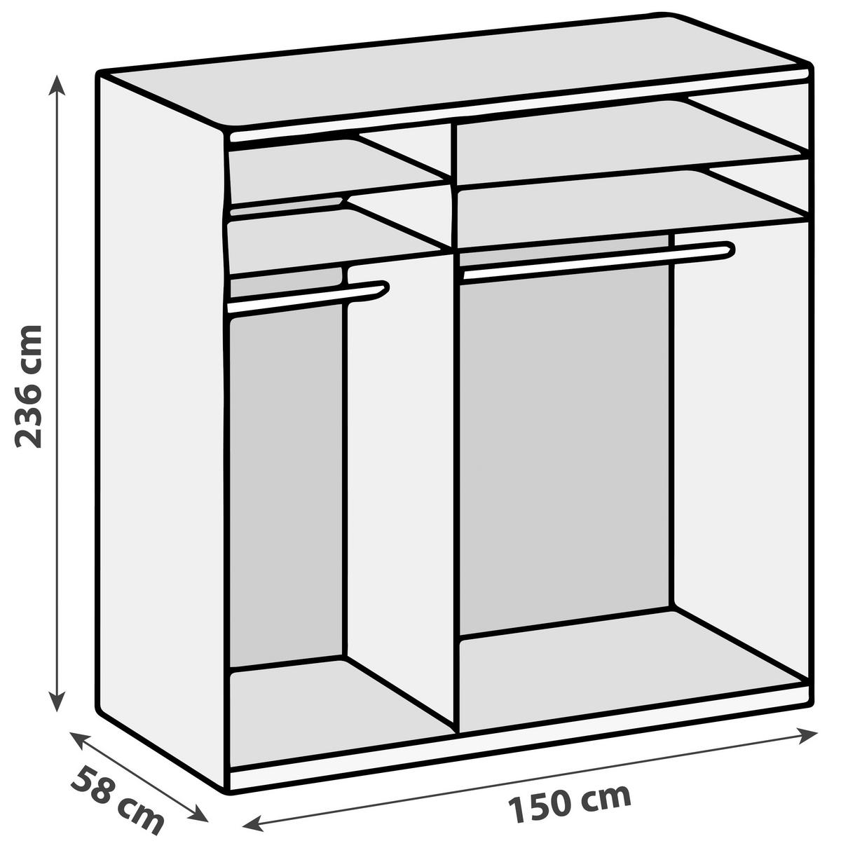 DREHTÜRENSCHRANK in Grau, Weiss  - Chromfarben/Weiss, Modern, Glas/Holzwerkstoff (150/236/58cm) - MID.YOU