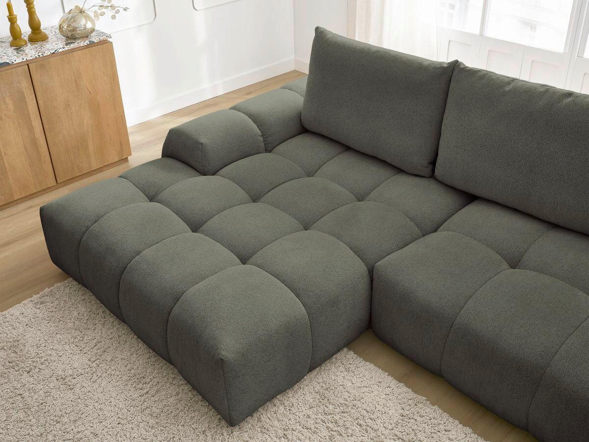 ECKSCHLAFSOFA EVEREST  mit Rücken echt, Armteil links, Armteil rechts Flachgewebe Grün  - Schwarz/Grün, MODERN, Kunststoff/Textil (180/318cm) - Livetastic