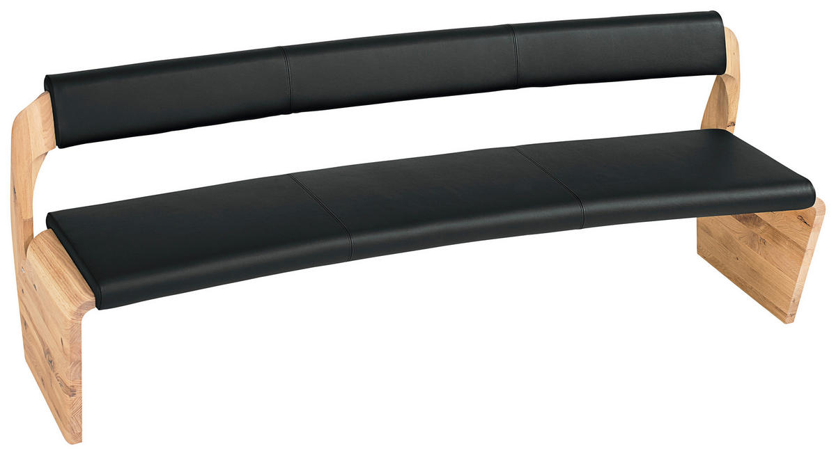 SITZBANK 227/84/70 cm  in Eichefarben, Blaugrau  - Eichefarben/Blaugrau, Natur, Leder/Holz (227/84/70cm) - Voglauer