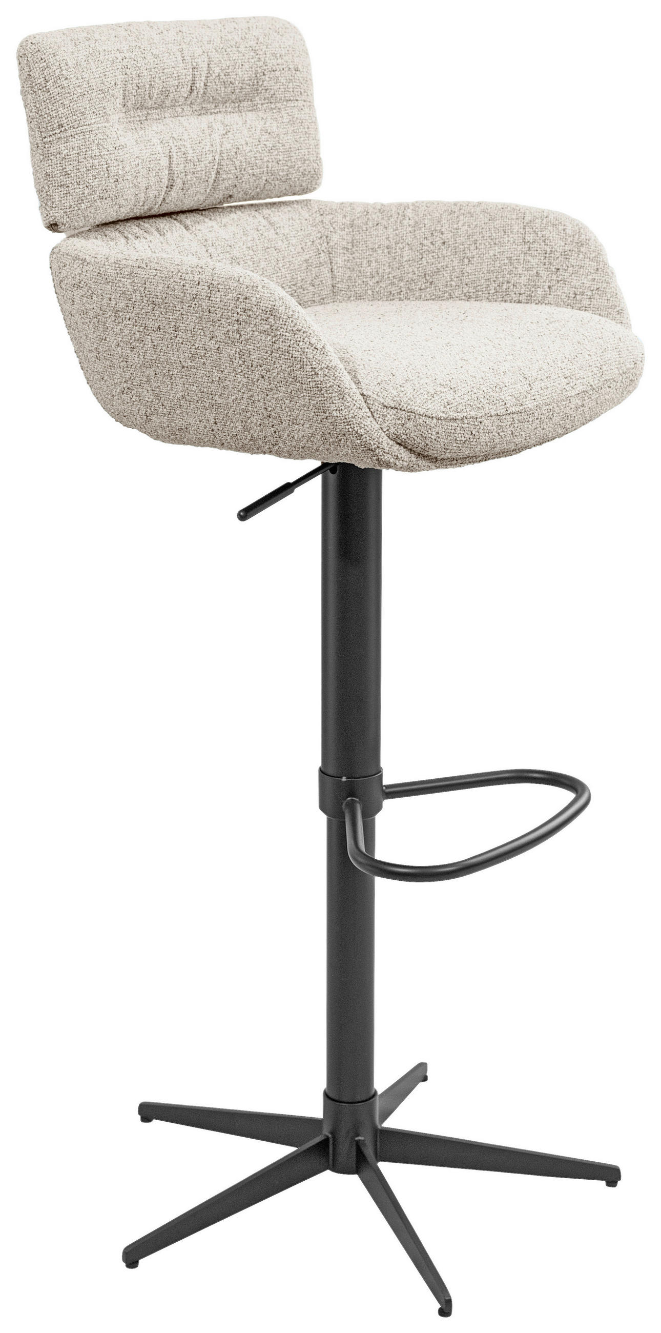 BARHOCKER Webstoff Schwarz, Beige Eisen Sitzfläche 360° drehbar  - Beige/Schwarz, Design, Textil/Metall (54/105/53cm) - Dieter Knoll