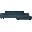 ECKSOFA  in Chenille Blau  279/222 cm  - Blau/Schwarz, KONVENTIONELL, Kunststoff/Textil (279/222cm) - Hom`in