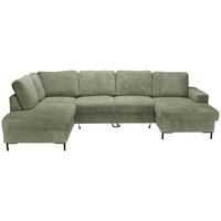 WOHNLANDSCHAFT Olivgrün Cord  - Schwarz/Olivgrün, KONVENTIONELL, Textil/Metall (197/303/148cm) - Carryhome