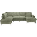 WOHNLANDSCHAFT Salbeigrün Cord  - Salbeigrün/Schwarz, KONVENTIONELL, Textil/Metall (197/303/148cm) - Carryhome