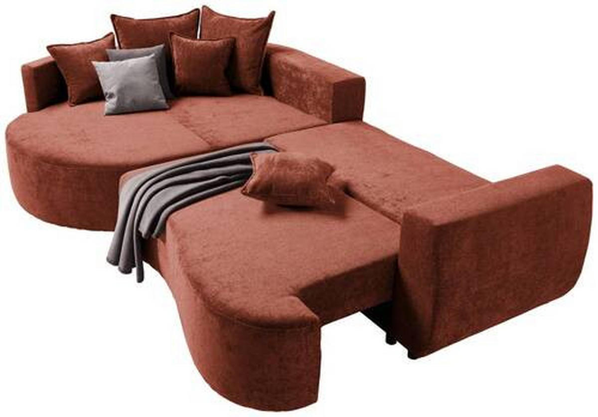 ECKSOFA Rotbraun Chenille  - Rotbraun/Schwarz, Design, Kunststoff/Textil (194/307cm) - Carryhome