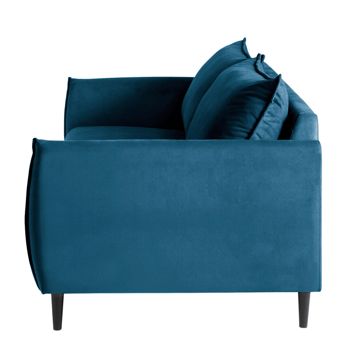 3-SITZER-SOFA JULI Samt Blau  - Blau/Schwarz, Design, Holz/Textil (203/86/100cm) - P & B