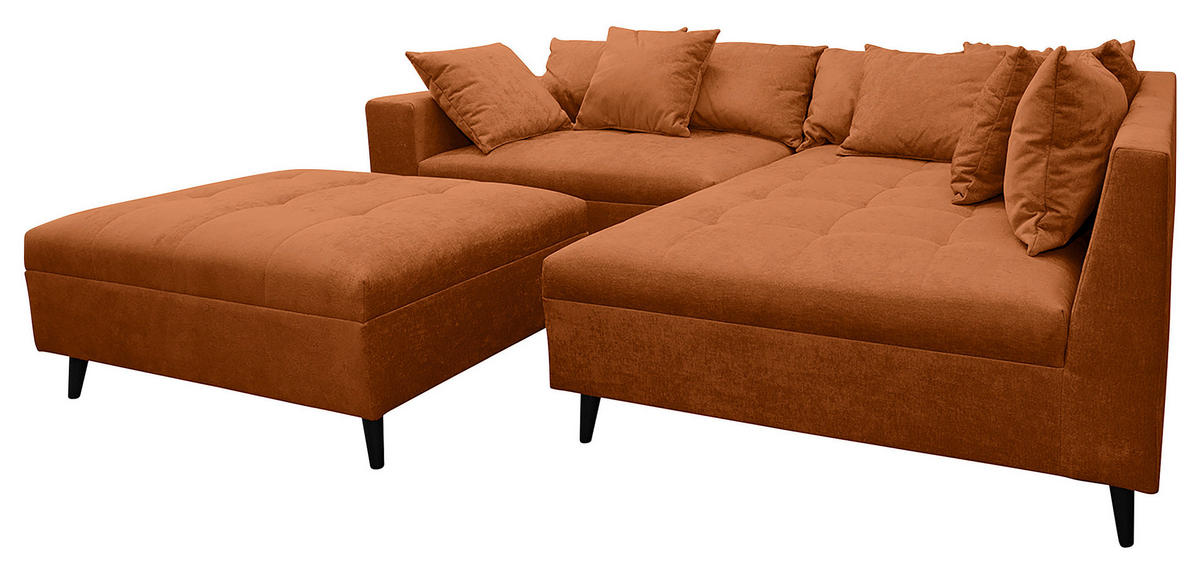 Ecksofa inkl. Hocker tekstil  boje hrđe   - boje hrđe/crna, Design, tekstil/drvo (247/174cm) - MID.YOU