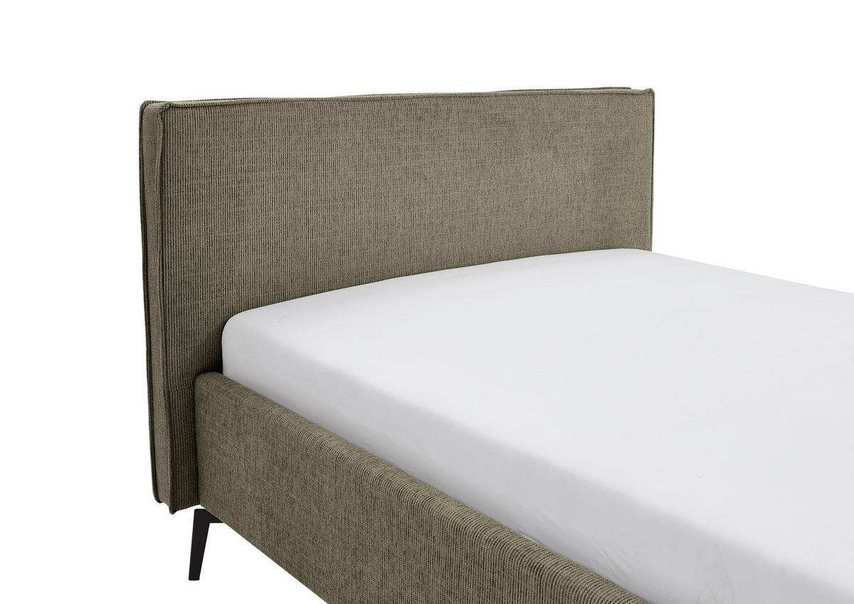 POLSTERBETT 140/200 cm  in Olivgrün  - Birkefarben/Buchefarben, Design, Holz/Textil (140/200cm) - home24