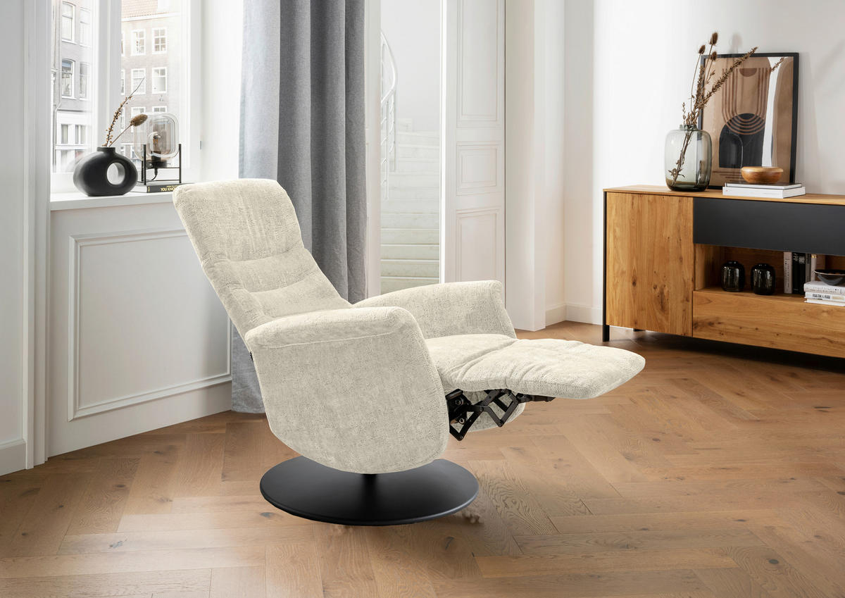 RELAXSESSEL Textil Creme  - Creme/Schwarz, Modern, Textil/Metall (72/118/85-165cm) - Livetastic