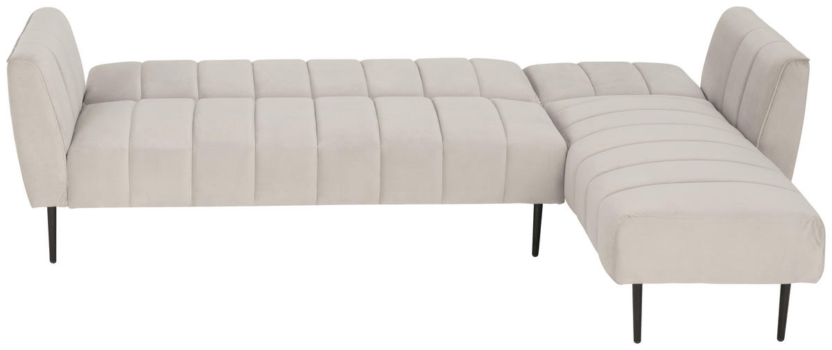 ECKSOFA Creme Samt  - Creme/Schwarz, MODERN, Textil/Metall (253/87/169cm) - P & B