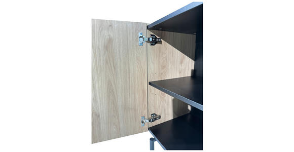 SIDEBOARD LINO in 150/75/40 cm - Eichefarben/Schwarz, Design, Holzwerkstoff/Metall (150/75/40cm) - Xora