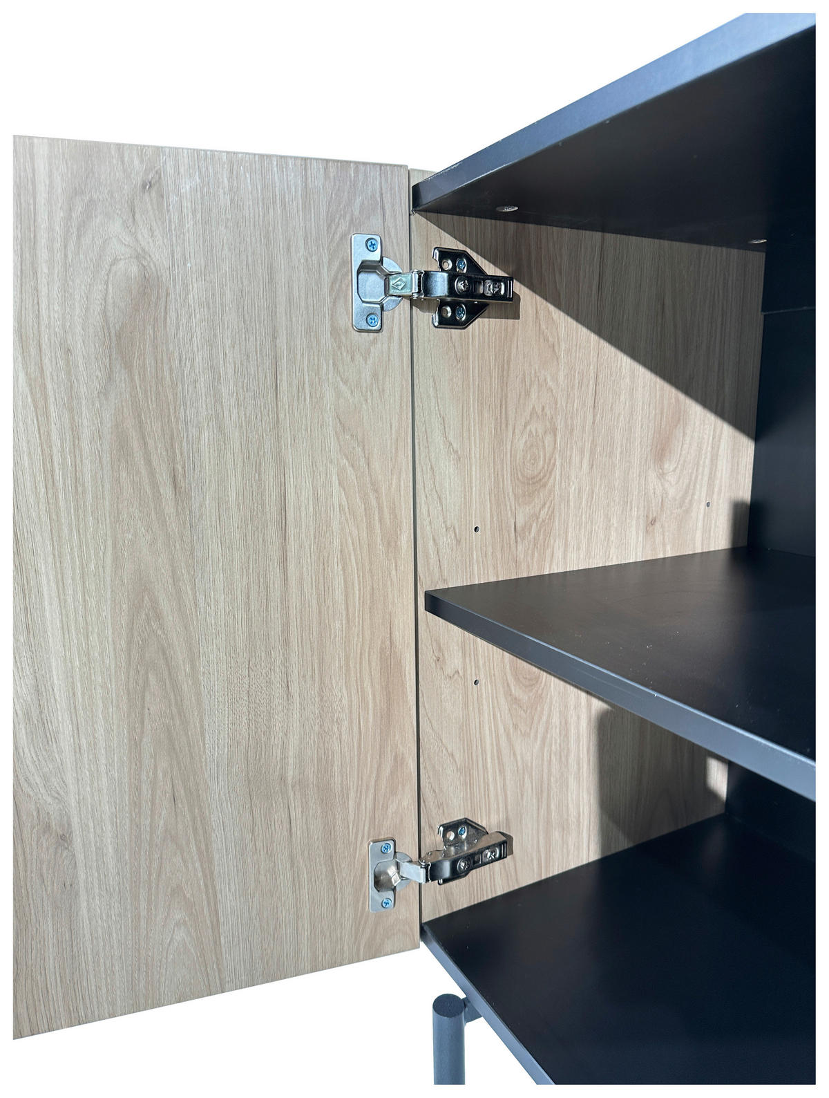 SIDEBOARD LINO  in 150/75/40 cm  - Eichefarben/Schwarz, Design, Holzwerkstoff/Metall (150/75/40cm) - Xora