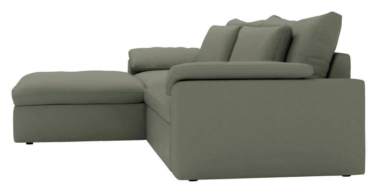 ECKSOFA  Chenille Graugrün  - Schwarz/Graugrün, Modern, Kunststoff/Textil (198/306cm) - Carryhome