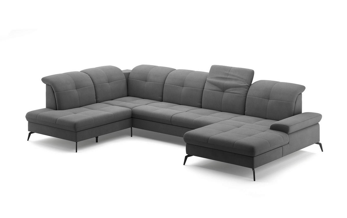 WOHNLANDSCHAFT in Flachgewebe Grau  - Schwarz/Grau, Konventionell, Textil/Metall (231/357/185cm) - Sit & More