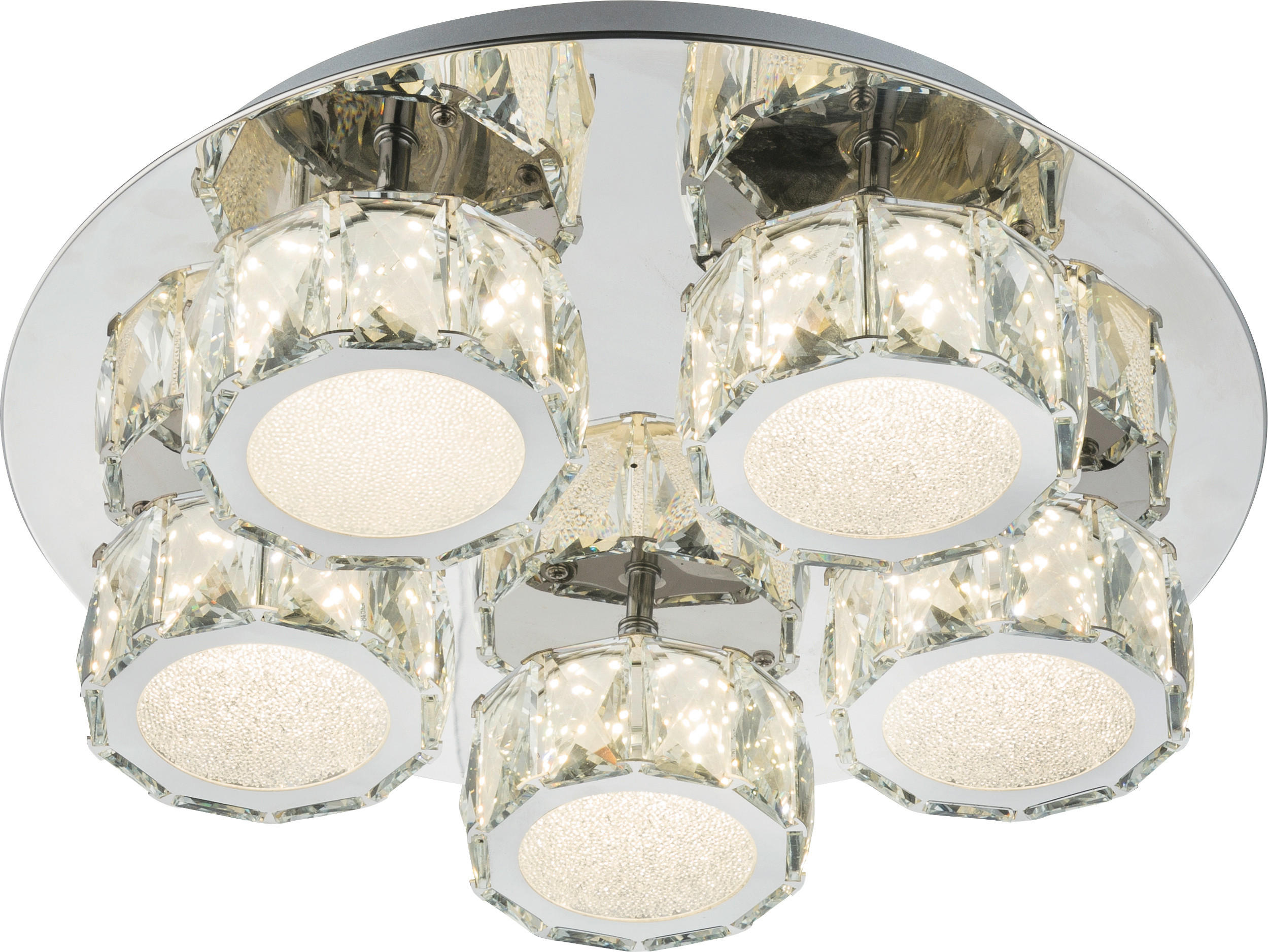 LED-DECKENLEUCHTE 40 cm  - Chromfarben, ROMANTIK / LANDHAUS, Glas/Metall (40cm) - Globo