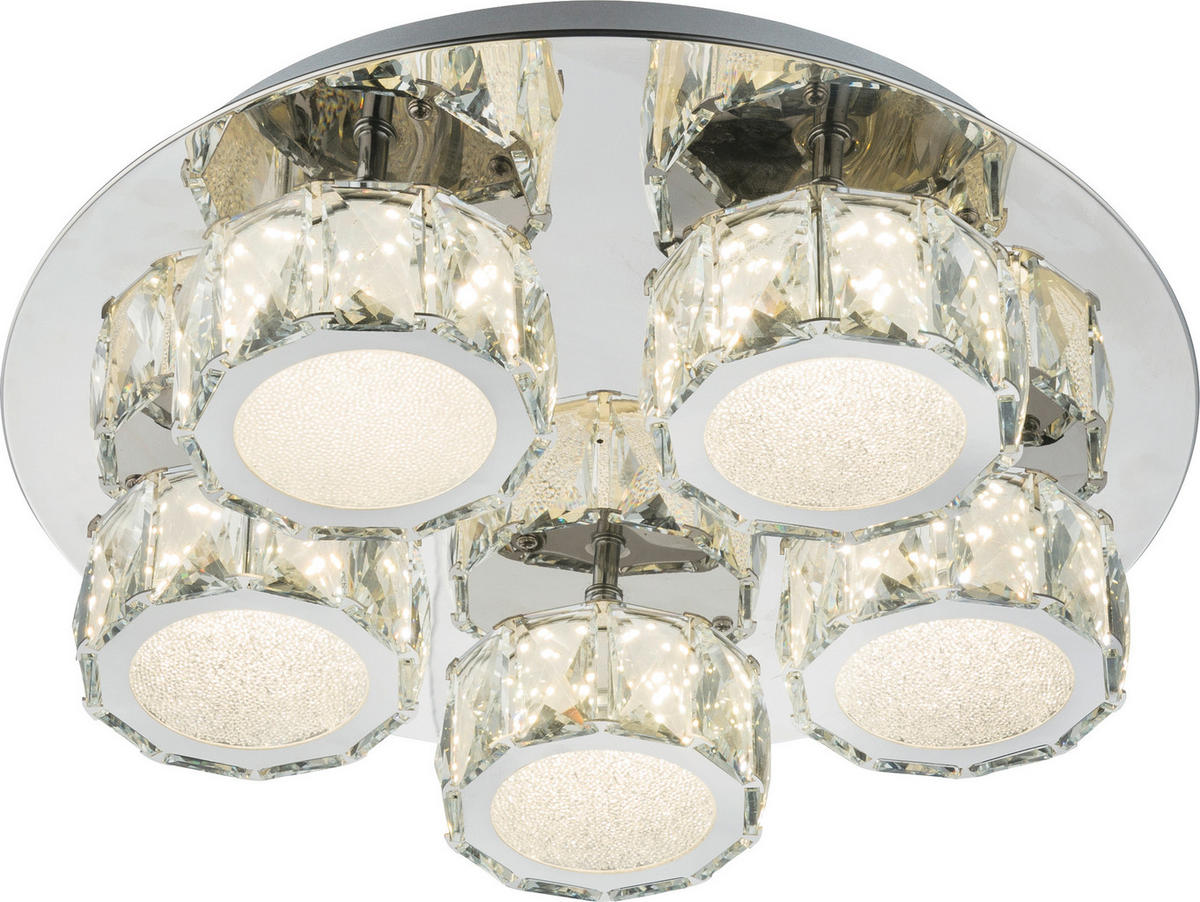 LED-TAKLAMPA 40 W 40 cm  - kromfärg, Romantik / Lanthus, metall/glas (40cm)