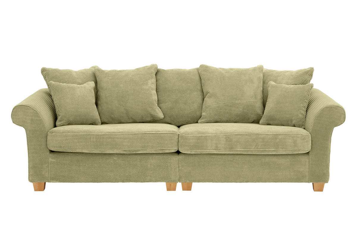 BIG SOFFA i manchester ljusgrön  - ljusgrön/ekfärgad, Lifestyle, trä/textil (264/70/111cm) - Livetastic