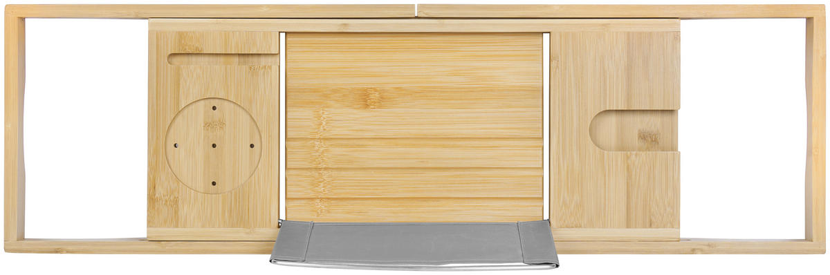 TĂVIțĂ PENTRU CADĂ metal, textil, materiale naturale  - culoare natur/gri, Trend, materiale naturale/metal (75-108/23/4,5cm) - Ambia Home