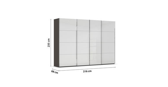 SCHWEBETÜRENSCHRANK 316/235/68 cm 4-türig Graphitfarben, Weiß  - Chromfarben/Graphitfarben, Design, Glas/Holzwerkstoff (316/235/68cm) - Novel
