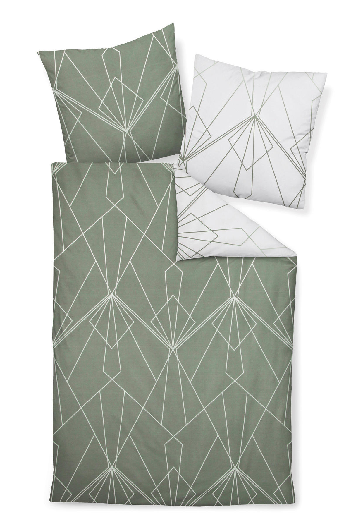 WENDEBETTWÄSCHE J.D. Makosatin 135/200 cm  - Jadegrün, Design, Textil (135/200cm) - Janine