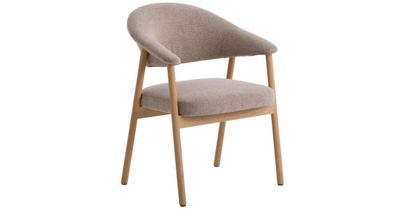 ARMLEHNSTUHL in Flachgewebe - Sandfarben/Eichefarben, KONVENTIONELL, Holz/Textil (63/81/63cm) - Ambia Home