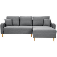 ECKSOFA in Flachgewebe Grau  - Eiche Wotan/Grau, Konventionell, Holz/Textil (255/157cm) - Carryhome