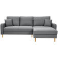 ECKSOFA in Flachgewebe Grau - Eiche Wotan/Grau, KONVENTIONELL, Holz/Textil (255/157cm) - Carryhome
