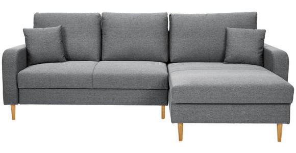 ECKSOFA in Flachgewebe Grau - Eiche Wotan/Grau, KONVENTIONELL, Holz/Textil (255/157cm) - Carryhome