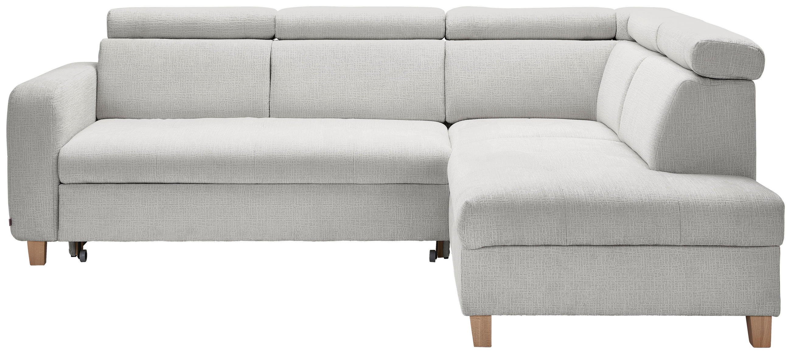 ECKSOFA in Samt Grau  - Grau, Natur, Holz/Textil (261/206cm) - Venda