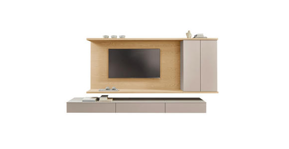 WOHNWAND  in Beige, Eiche Bianco   - Eiche Bianco/Beige, Design, Holz/Holzwerkstoff (349,2/182cm) - Belluti