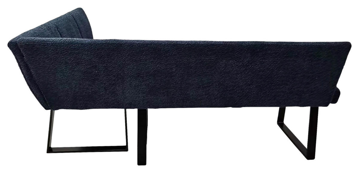 ECKBANK in Metall, Textil Dunkelblau  - Schwarz/Dunkelblau, Modern, Textil/Metall (190/150cm) - MID.YOU