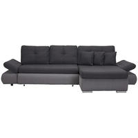 ECKSOFA Hellgrau, Grau Webstoff  - Chromfarben/Dunkelgrau, Design, Kunststoff/Textil (302/187cm) - Carryhome