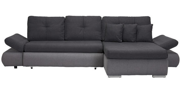 ECKSOFA in Webstoff Hellgrau, Dunkelgrau  - Chromfarben/Dunkelgrau, Design, Kunststoff/Textil (302/187cm) - Carryhome