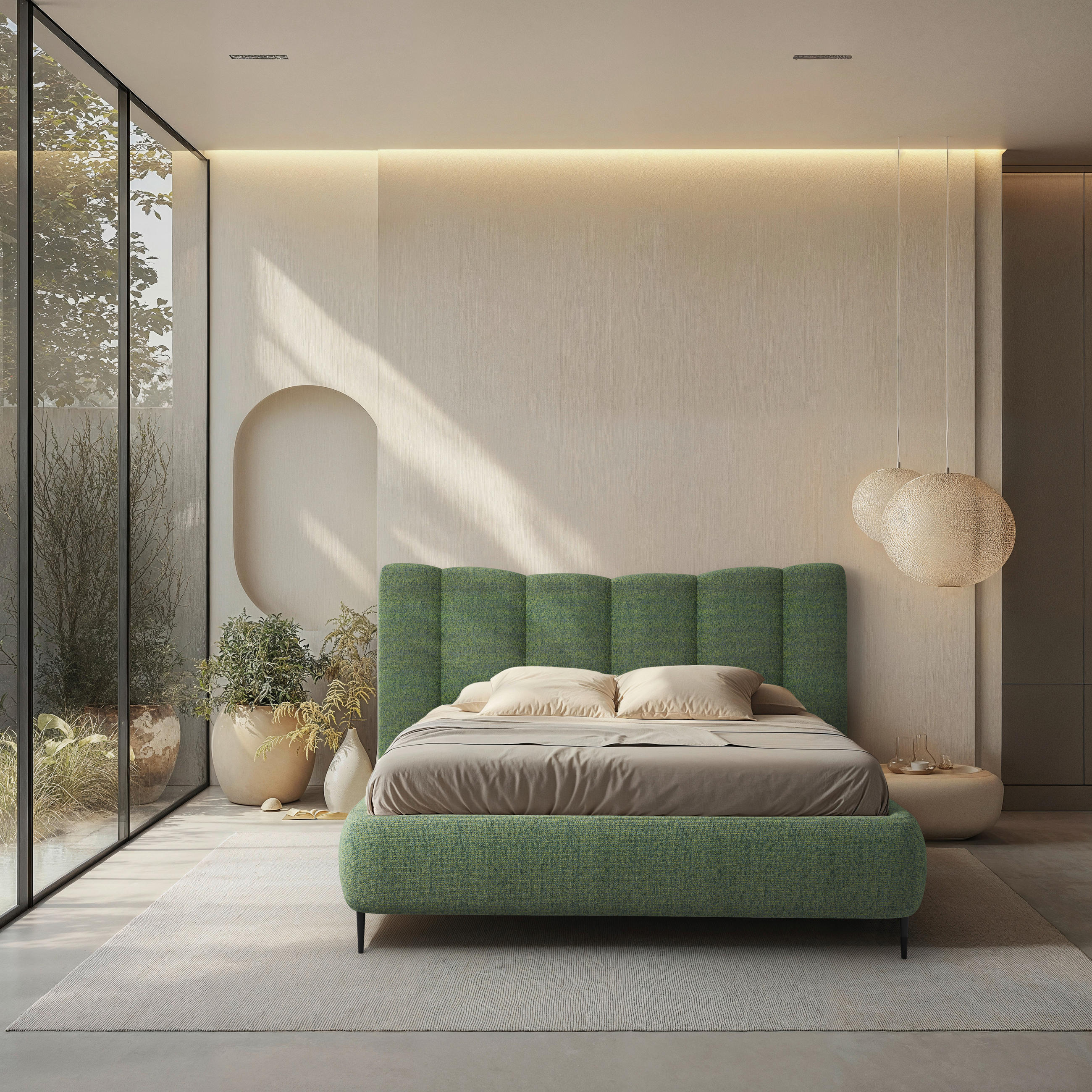 MID.YOU ČALOUNĚNÁ POSTEL, 180/200 cm, zelená