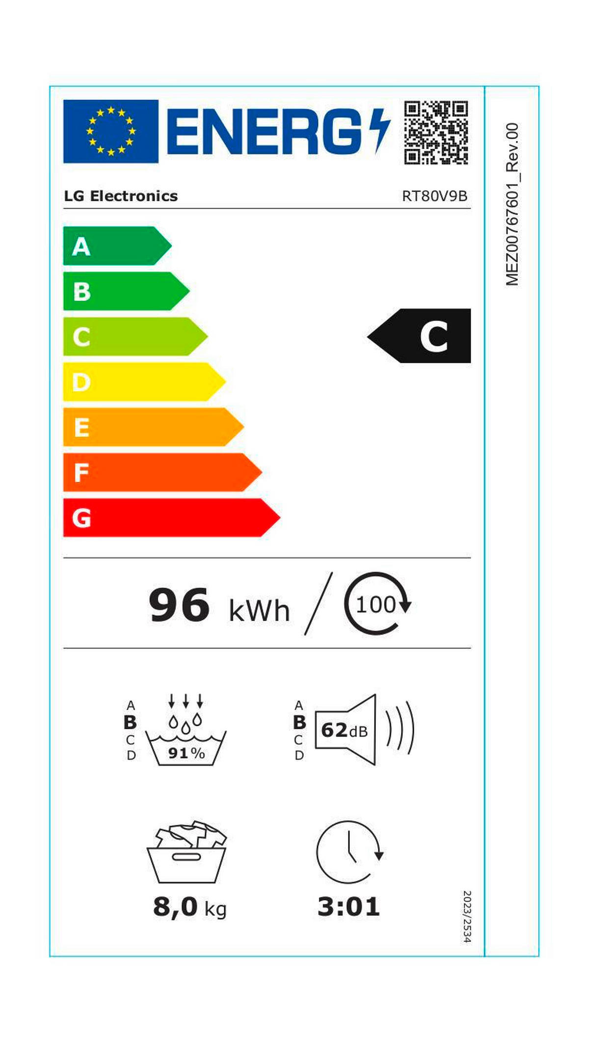 WÄRMEPUMPENTROCKNER RT80V9B  - Chromfarben/Schwarz, Basics, Glas/Kunststoff (60/85/66cm) - LG