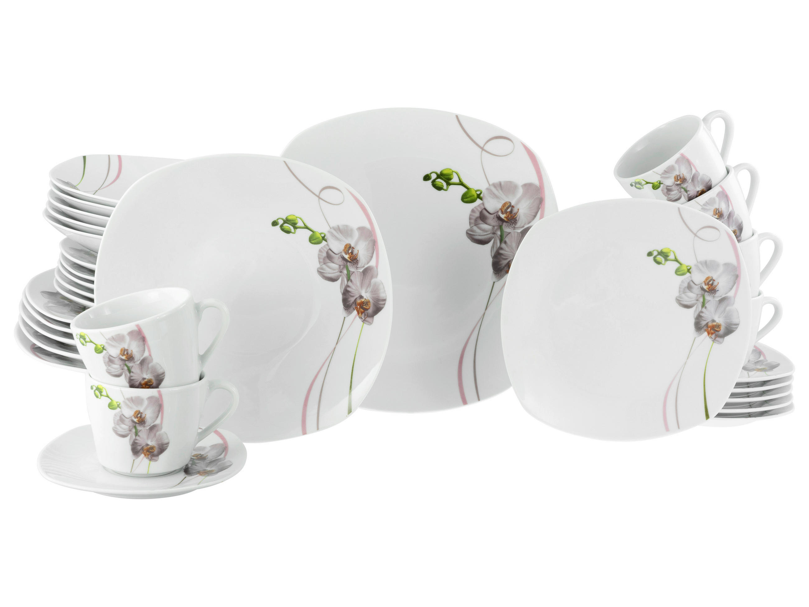 KOMPLETT SERVIS Square Orchidee 30 delar  - multicolor, Trend, keramik - Creatable