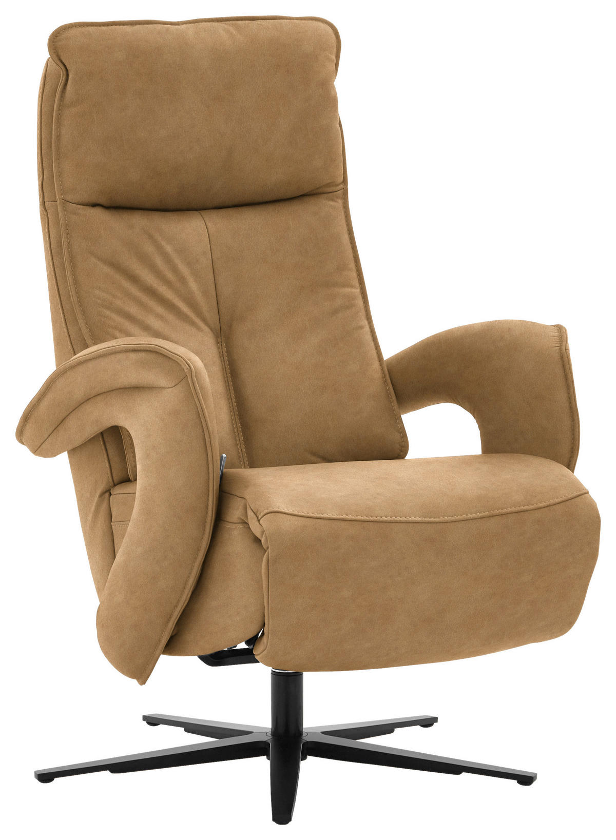 RELAXSESSEL in Leder Honig  - Schwarz/Honig, Design, Leder/Metall (77/110/87cm) - Valdera