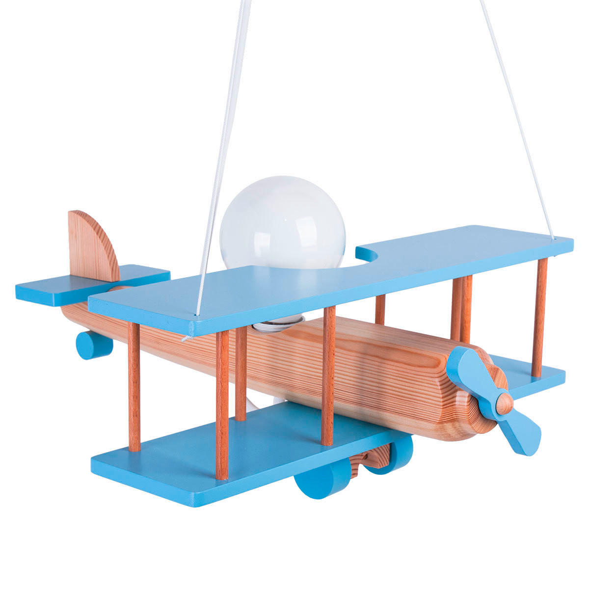 KINDERHÄNGELEUCHTE 42/45/75 cm   - Blau/Naturfarben, KONVENTIONELL, Holz (42/45/75cm)