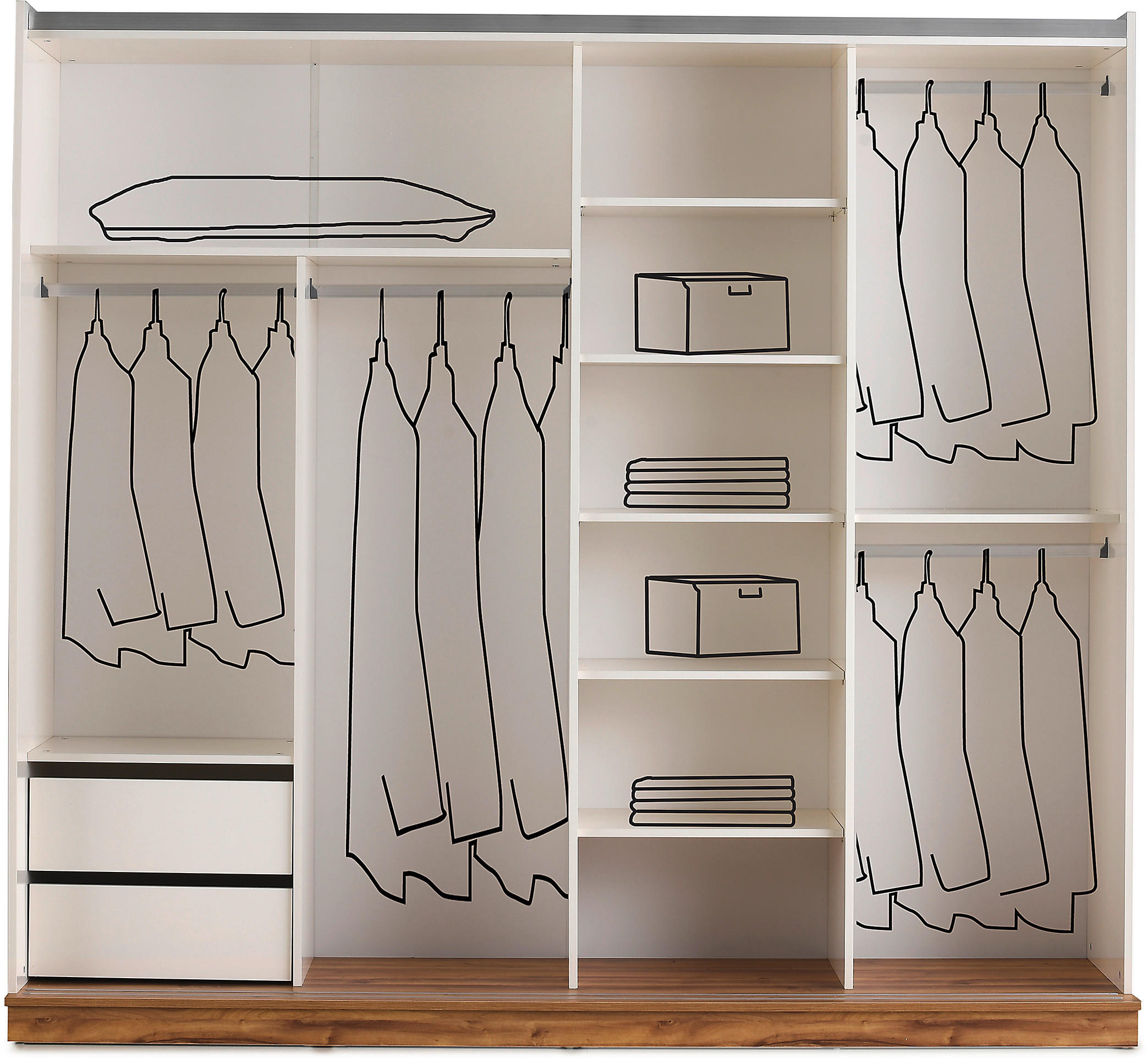 DULAP CU UȘI GLISANTE in maro deschis  - alb/maro deschis, Modern, material pe bază de lemn - Novel