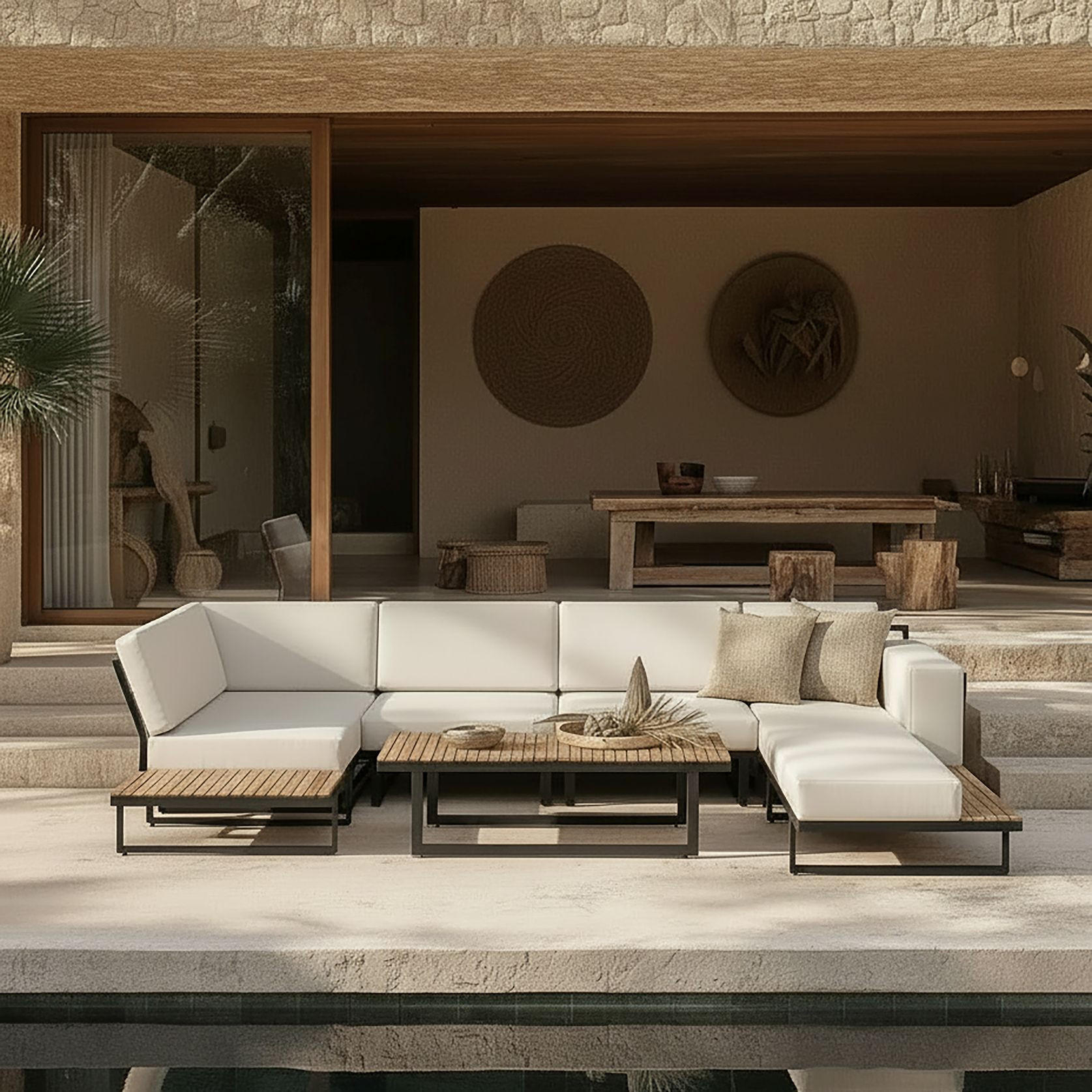 BAŠTENSKA GARNITURA  - boja akacije/crna, Moderno, drvo/metal - Bessagi Garden