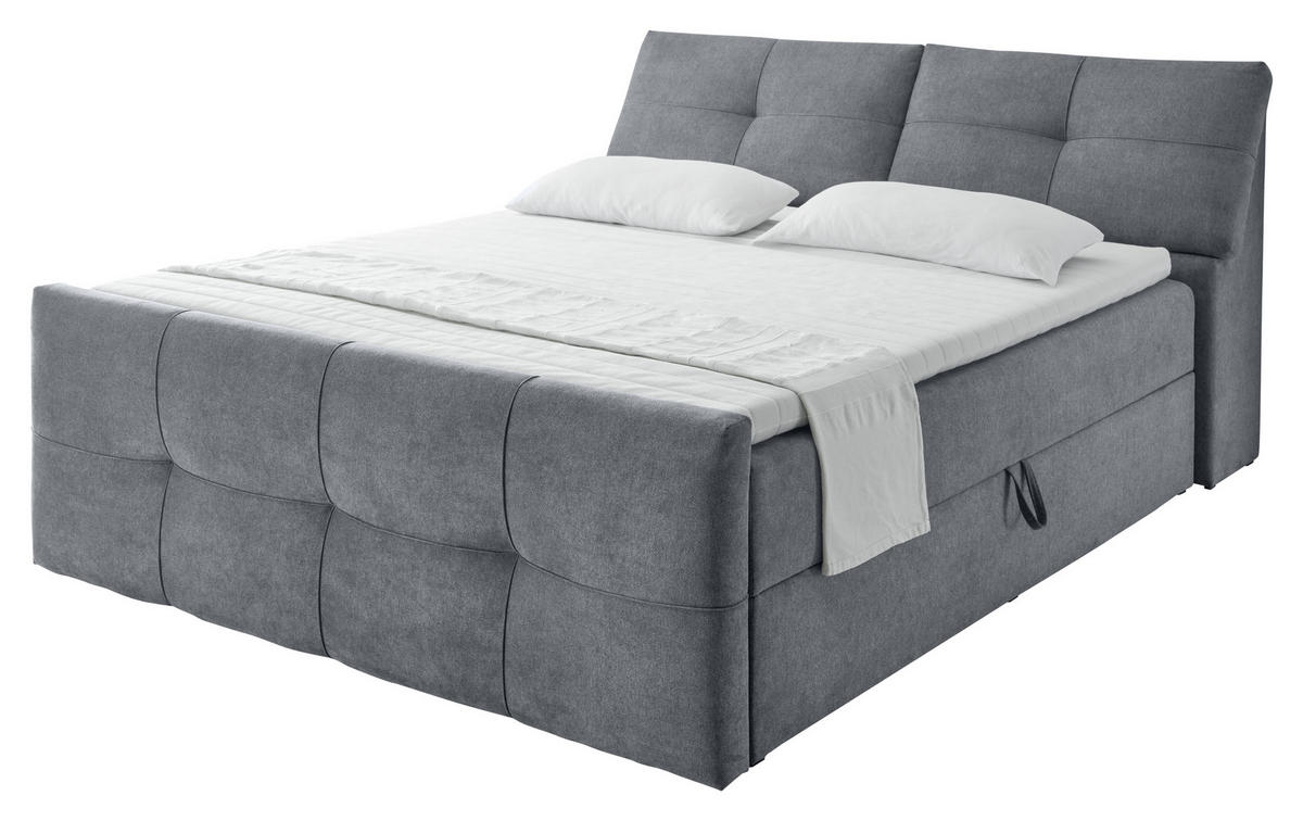 BOXBETT 160/200 cm  in Anthrazit  - Anthrazit/Schwarz, MODERN, Kunststoff/Textil (160/200cm) - MID.YOU