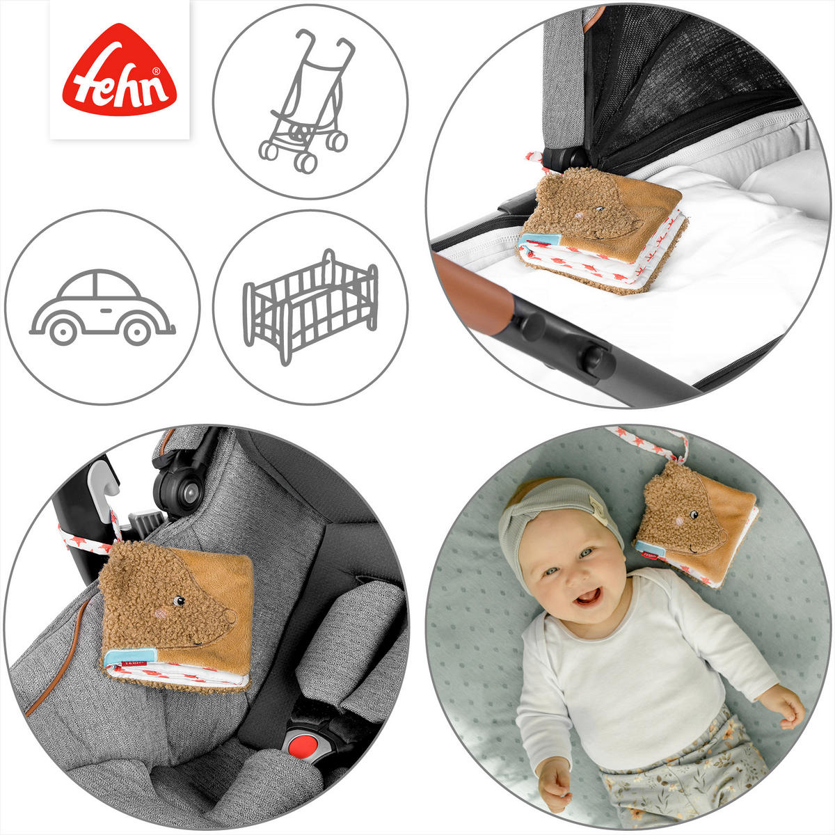 STOFFBUCH Bär Fred  - Hellbraun, Basics, Textil (12/12/2,2cm) - Fehn