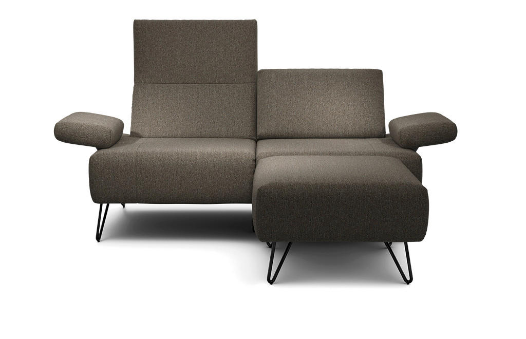 2-SITZER-SOFA Chenille Braun  - Schwarz/Braun, Design, Textil/Metall (164-194/85/86-94cm) - SENSOO