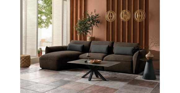 ECKSOFA  in Chenille Braun, Grün  190/340 cm  - Schwarz/Braun, Design, Kunststoff/Textil (190/340cm) - Belluti