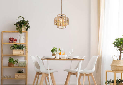 HÄNGELEUCHTE 35/120 cm  - Schwarz/Braun, Basics, Naturmaterialien/Metall (35/120cm) - Globo