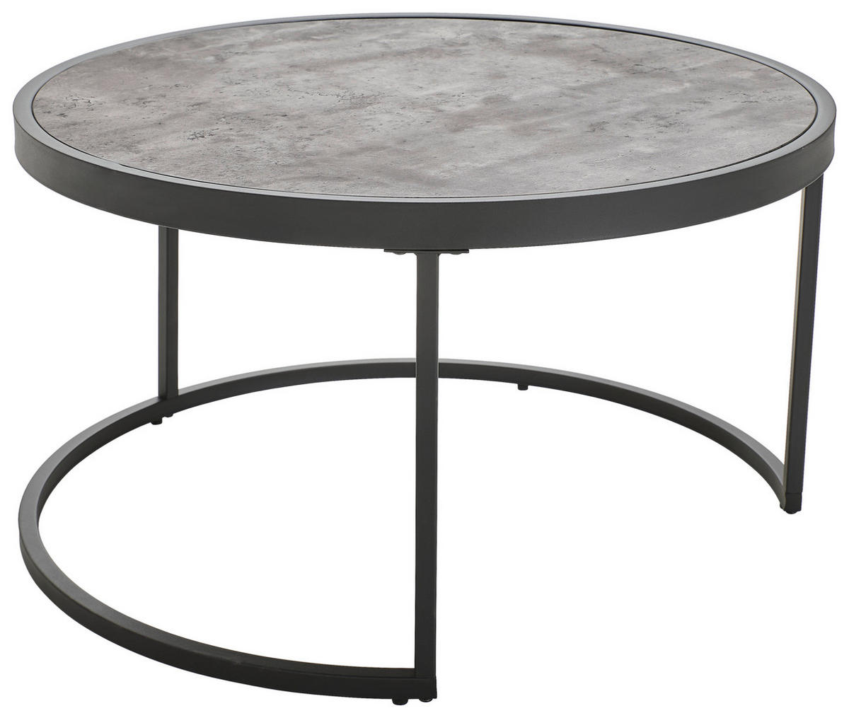 COUCHTISCHSET ESG 65-80/65-80/38-40 cm rund Grau, Schwarz  - Schwarz/Grau, Design, Glas/Holzwerkstoff (65-80/65-80/38-40cm) - MID.YOU