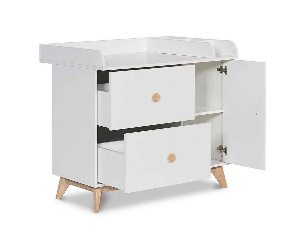 WICKELKOMMODE VIGGO  - Eichefarben/Weiß, Basics, Holzwerkstoff/Kunststoff (101/110-77/52cm) - Jimmylee