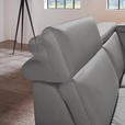 ECKSOFA in Echtleder Dunkelgrau  - Dunkelgrau/Alufarben, Design, Leder/Metall (242/271cm) - Cantus