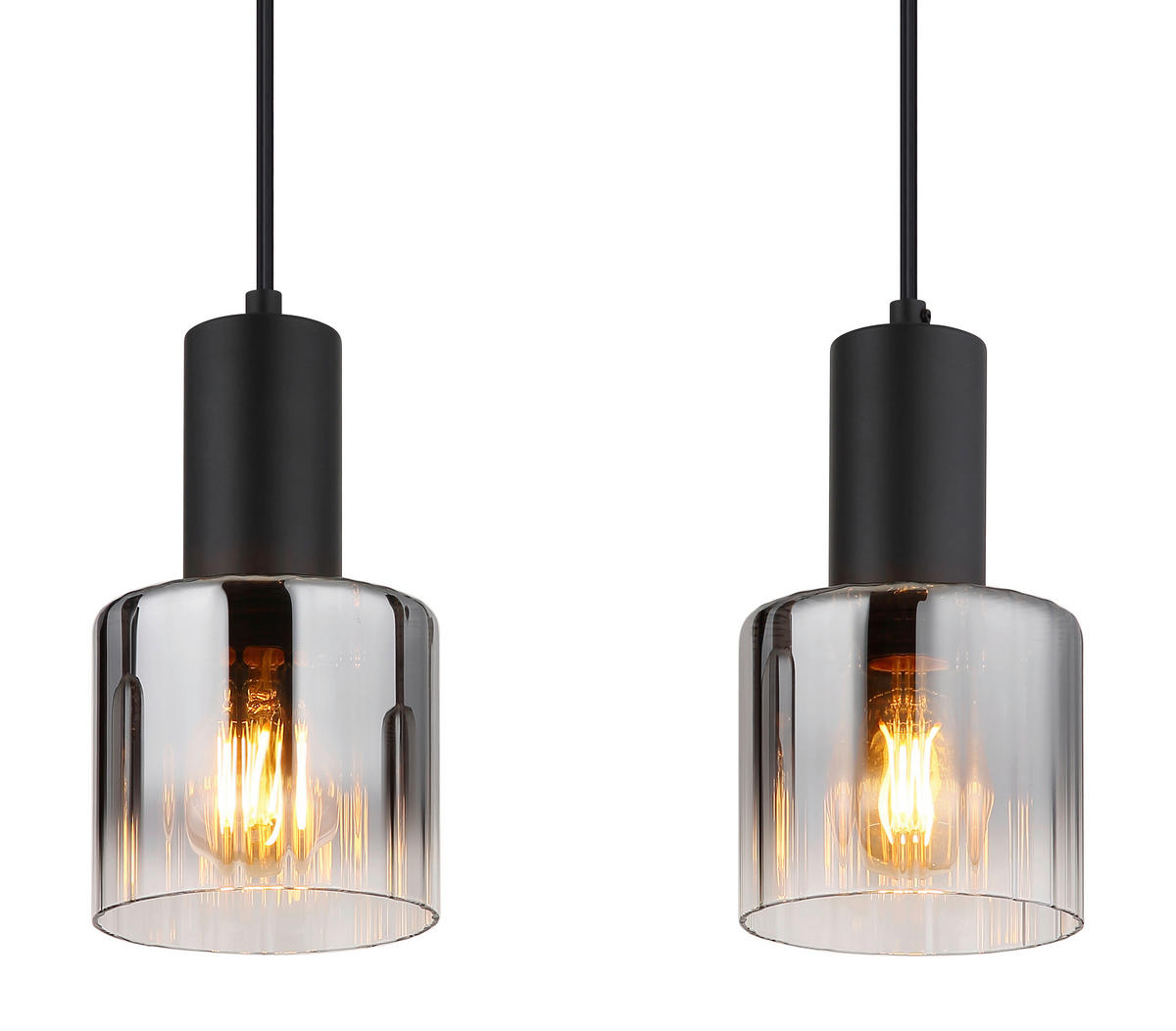 HÄNGELEUCHTE JACK  74 cm  - Schwarz/Grau, Trend, Glas/Kunststoff (74cm)